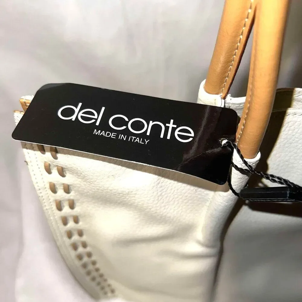 Del Conte Cream/Tan Tote with Small Pouch - NWT - Picture 7 of 11